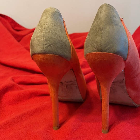 Orange/Tan 5” Suede Stilettos - Picture 5 of 12